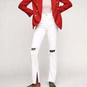 Zara Slim flare slit white distressed jeans - brand new with tags, size 8/40